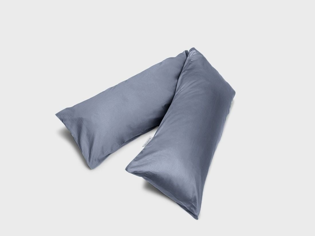 Örngott för sidosovare bomullssatin misty blue 37x160