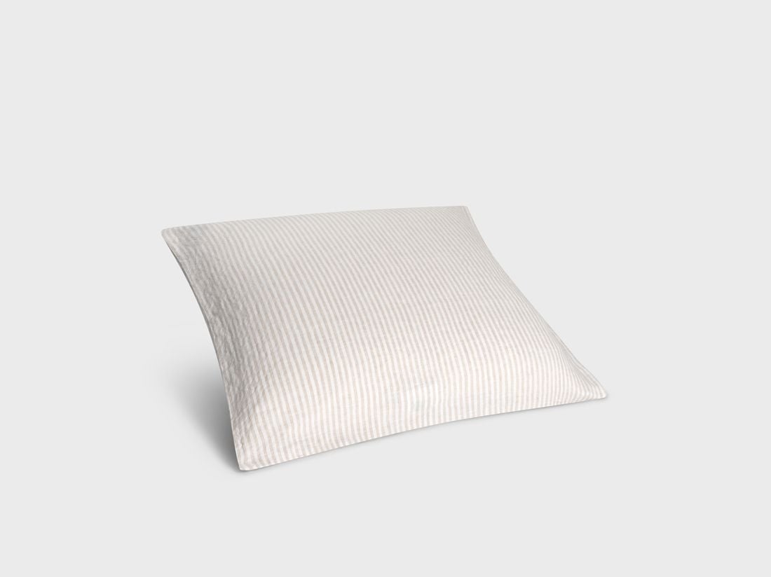 Örngott tvättat linne natural stripe