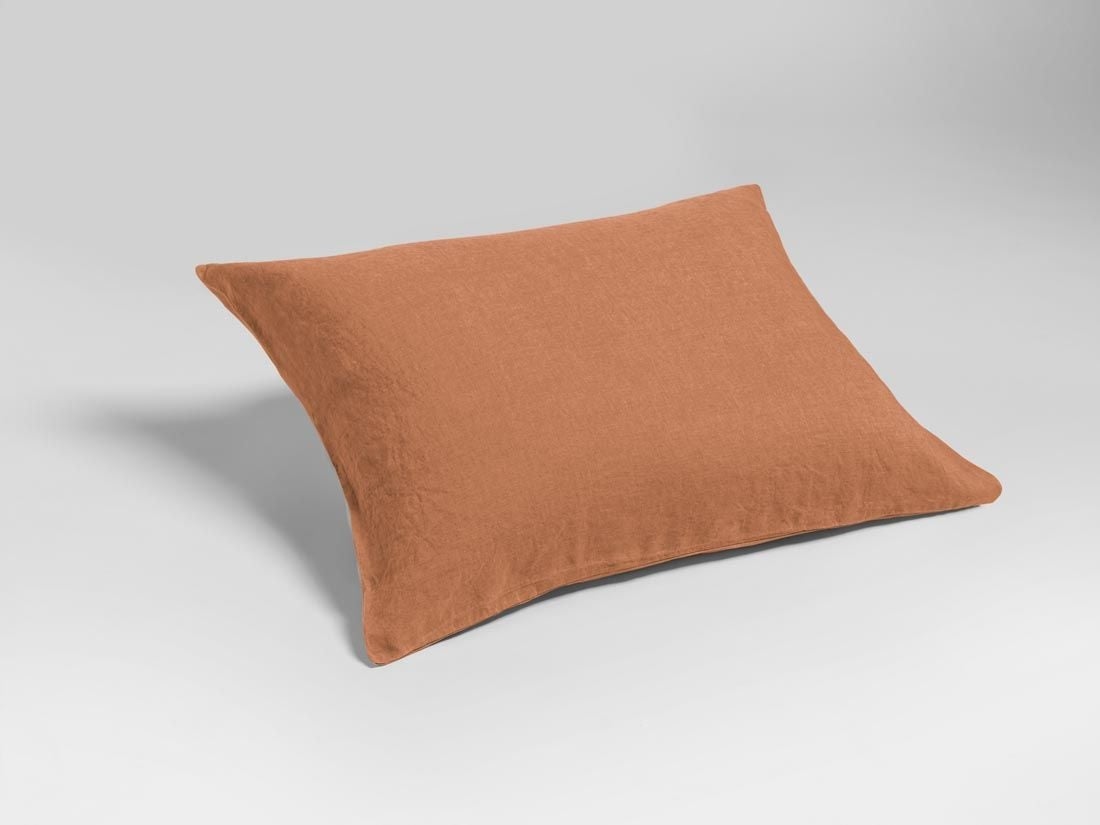 Örngott tvättat linne terracotta