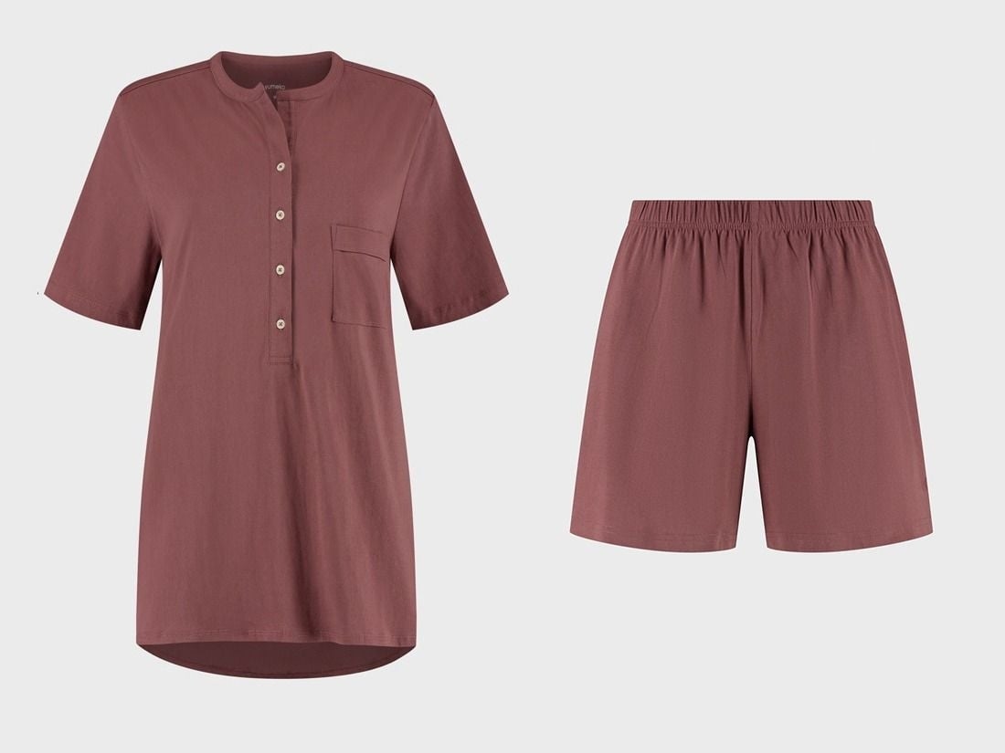 Pyjamasset dam kort jersey evening rose
