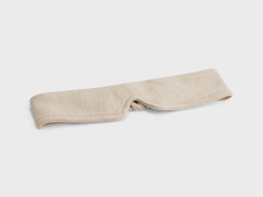 Sovmask stickad bomull oat melange