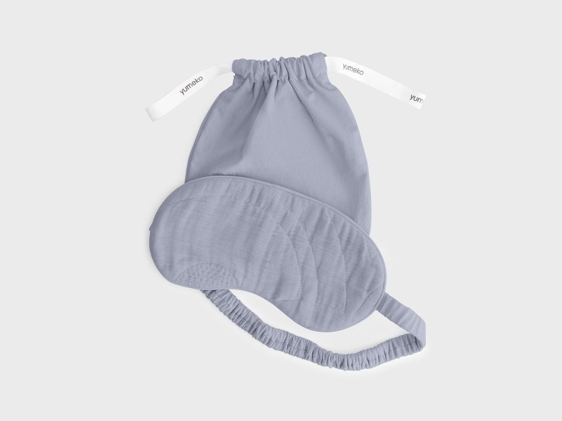 Sovmask bomullsmuslin arch lavender blue