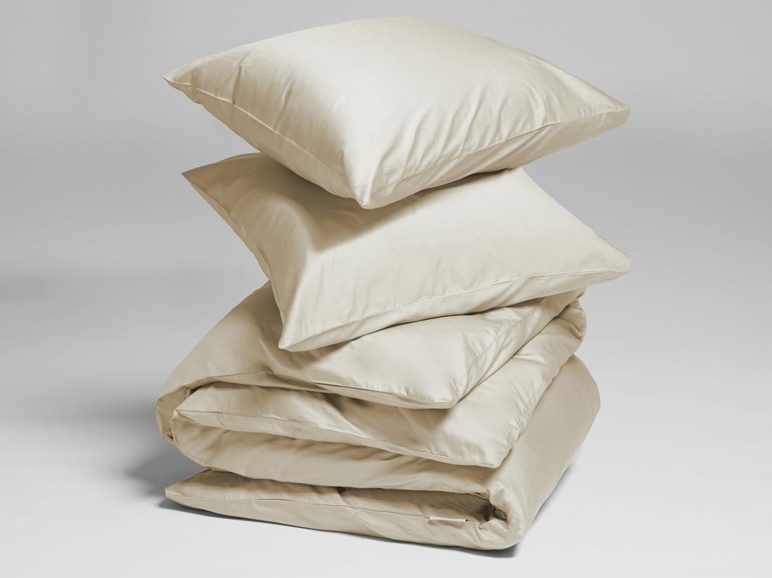 Påslakanset bomullssatin sandy grey