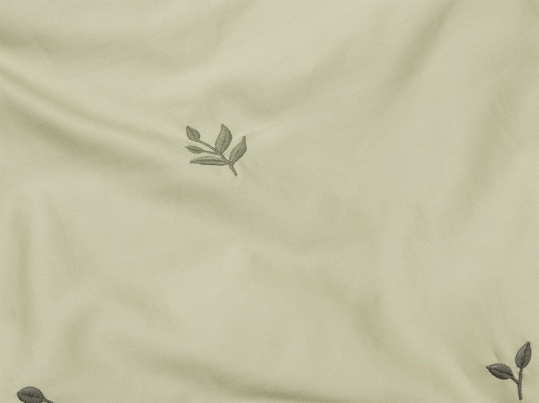 Påslakan för barn bomullssatin light olive botanical