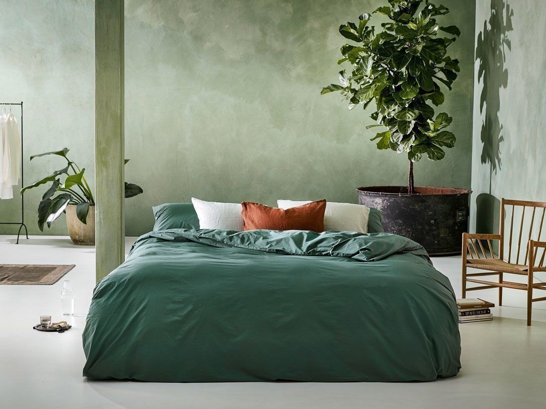 Påslakanset percale forest green