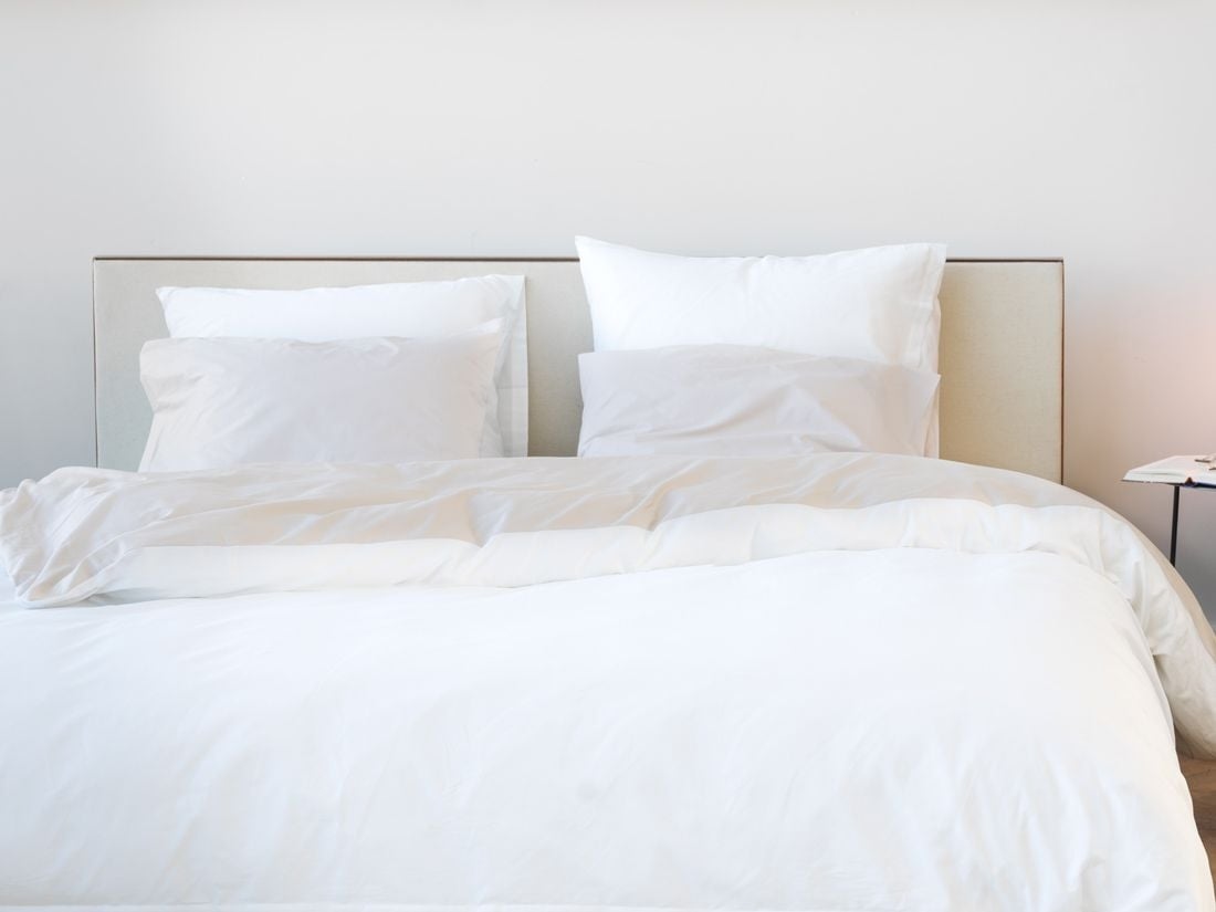 Påslakanset bomullssatin double face white/sandy