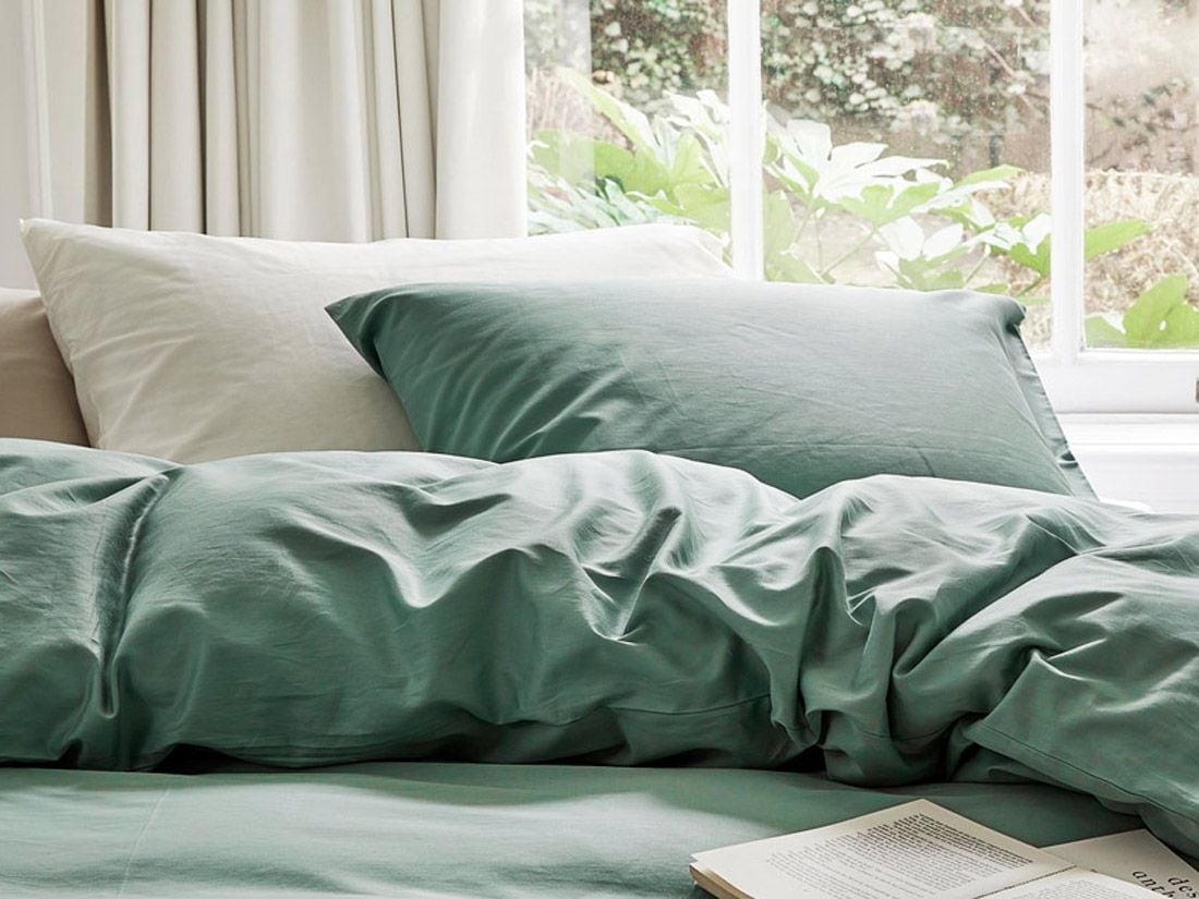 Örngott bomullssatin sea green