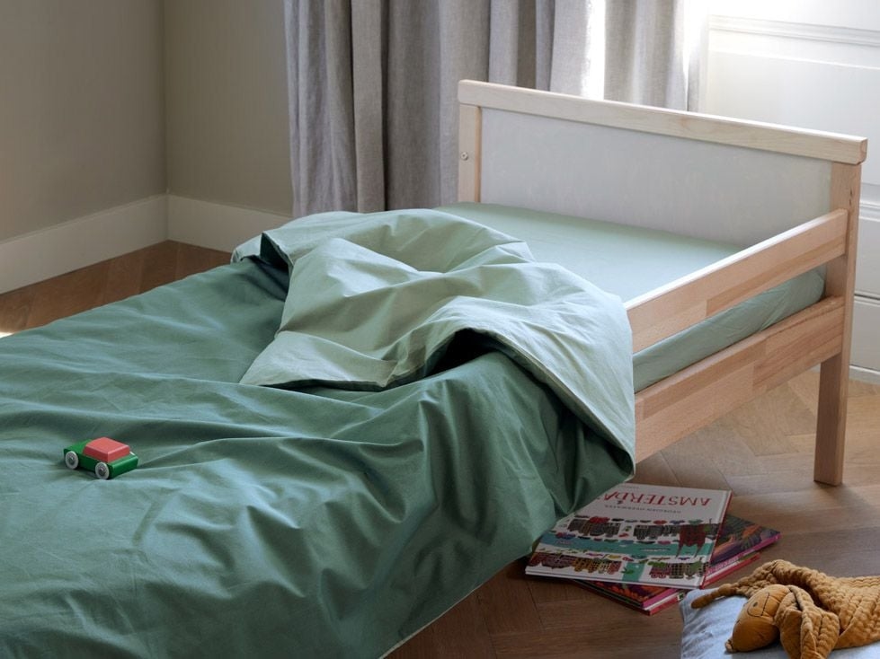 Påslakan för barn percale double face jade/forest green