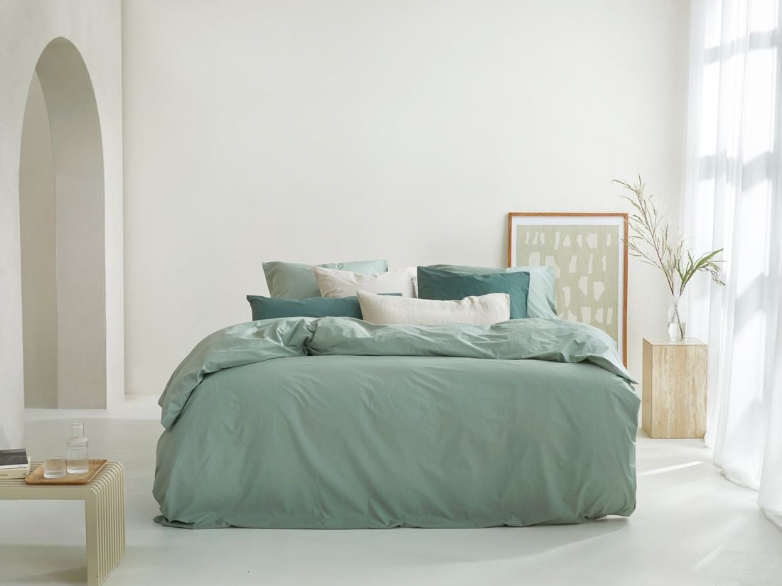 Påslakanset percale jade green