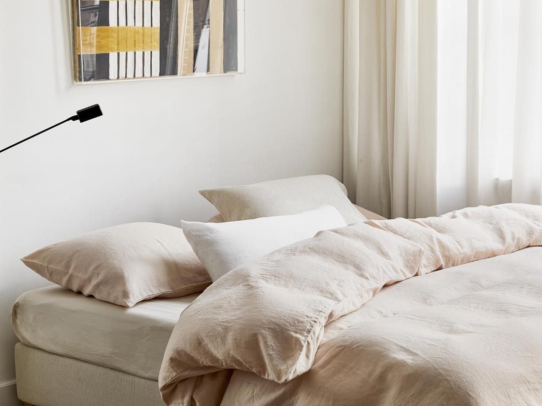 Örngott tvättat linne dusty rose