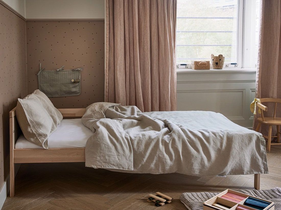 Påslakan för barn tvättat linne natural