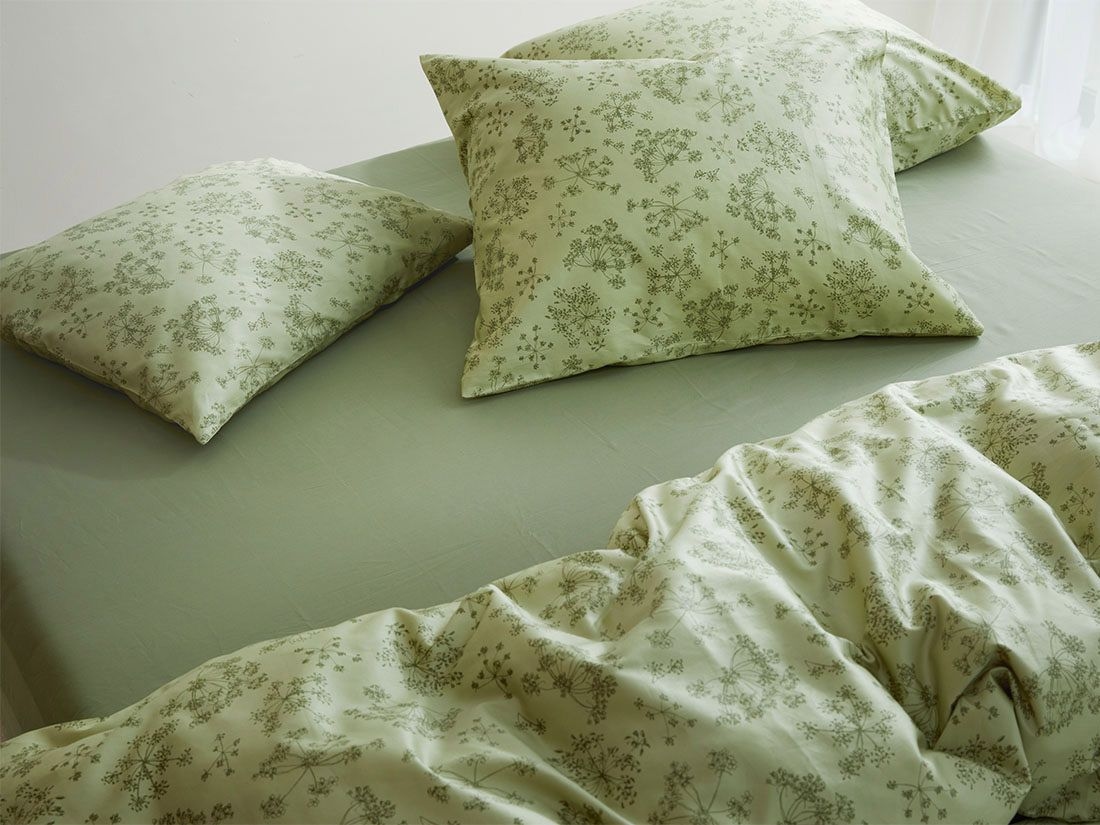 Örngott bomullssatin green bloom