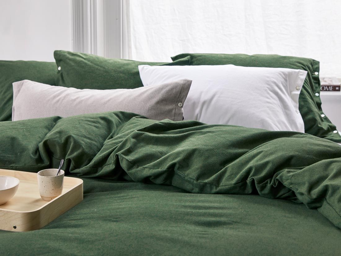 Örngott flanell moss green