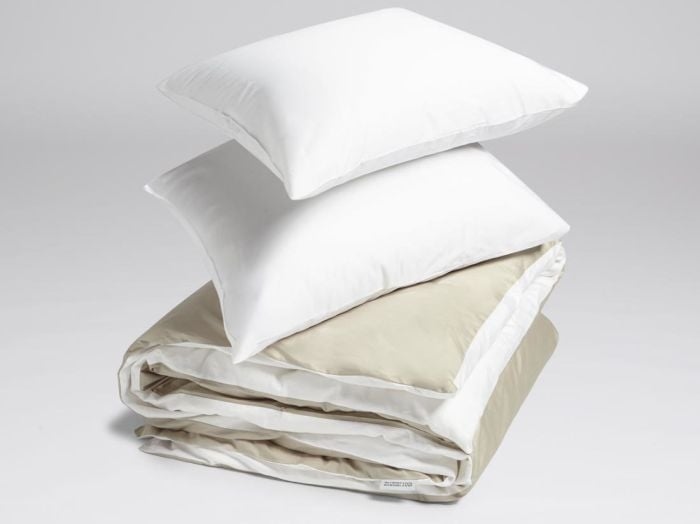 Påslakanset bomullssatin double face white/sandy