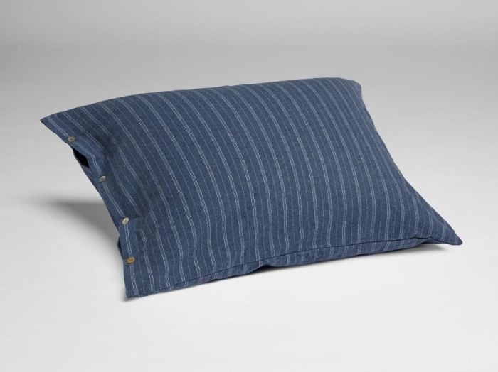 Örngott flanell denim blue stripe