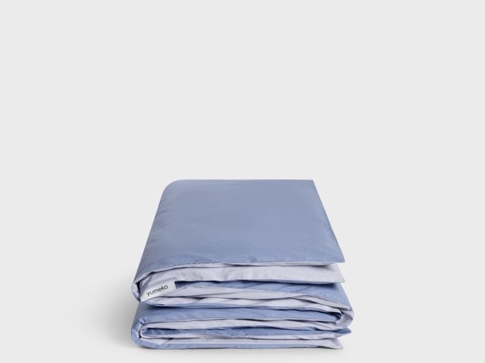 Påslakan för barn percale double face lavender/serene blue