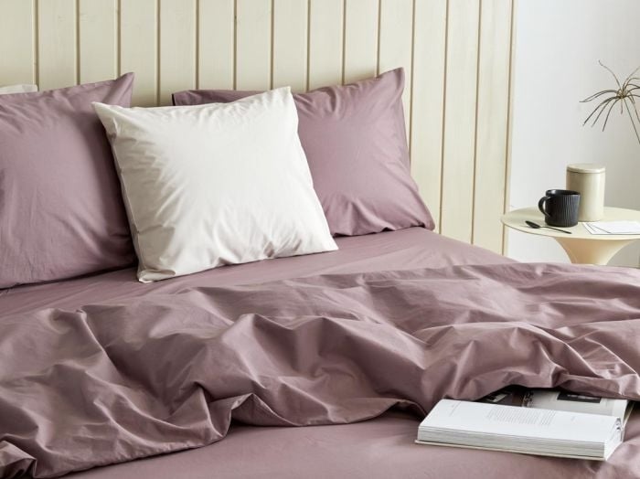 Påslakanset percale mauve