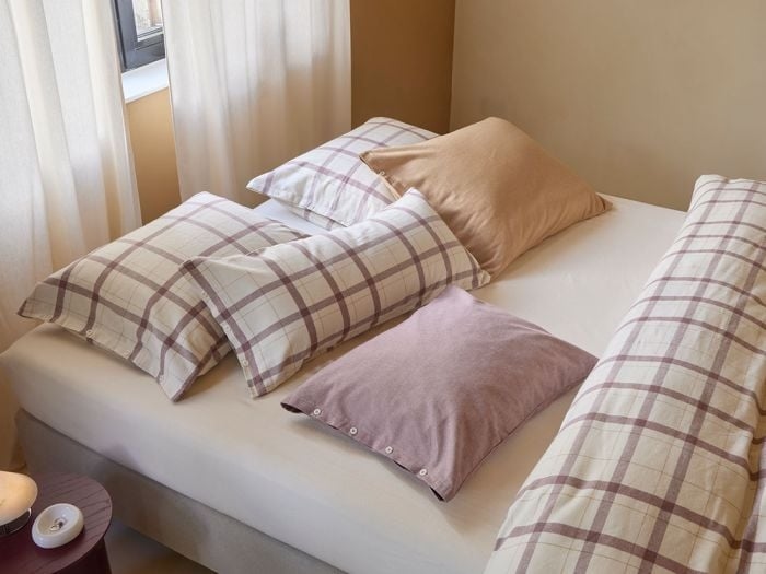 Örngott flanell mauve check